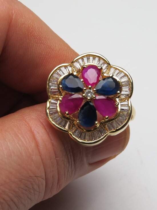 Mikeadam Jewelry - 14k Ruby Sapphire Diamond Ring